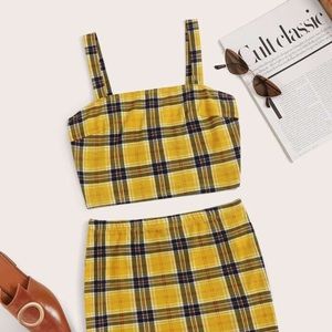 Plaid tank top and body on skirt set